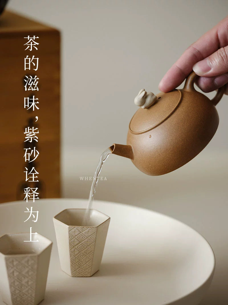 Golden Duan Ni Rabbit Zisha Teapot