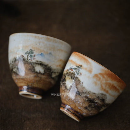 Tasse à thé avec motif de nuages ​​brûlés par le feu